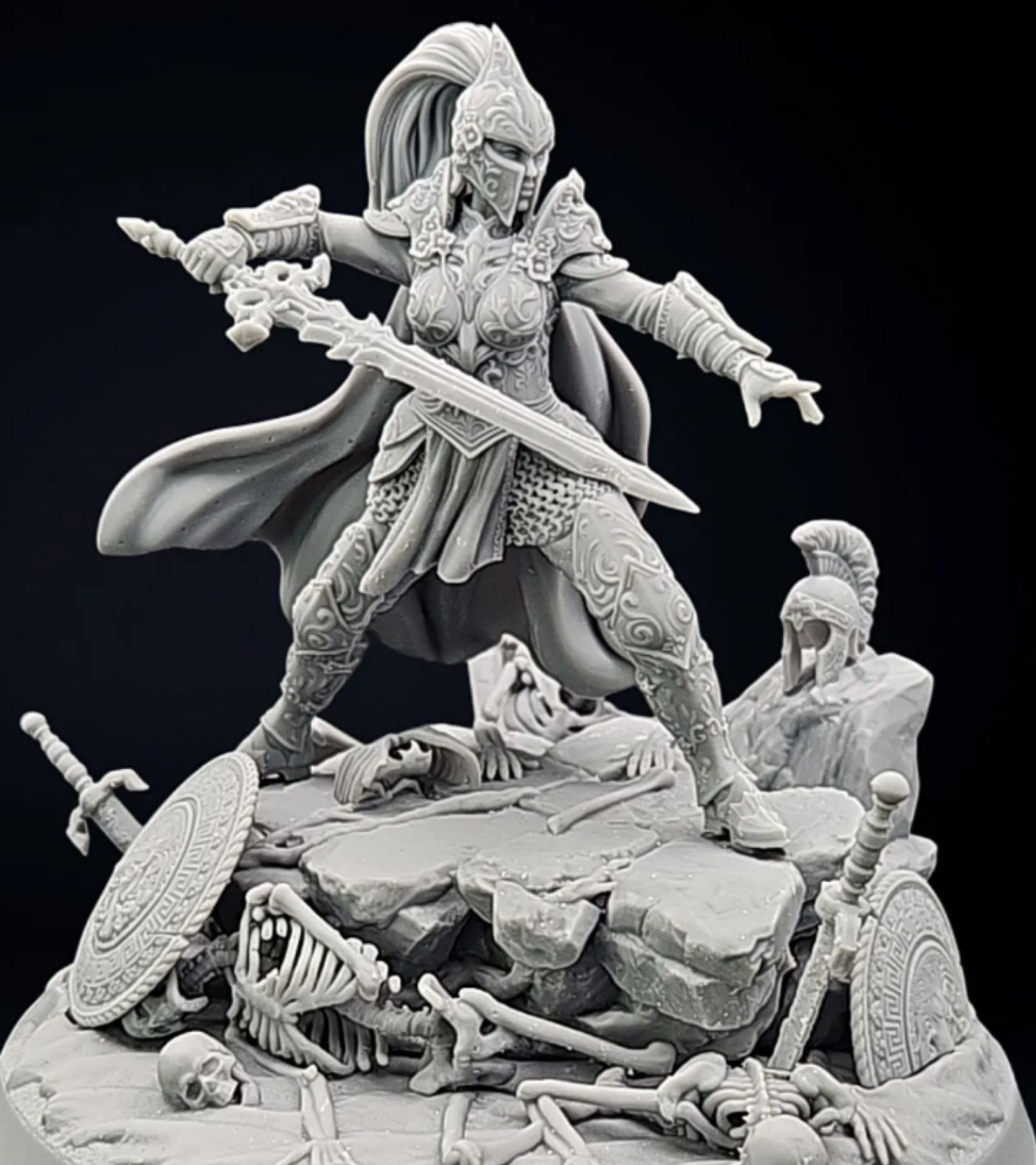 Bellatrix the Graveblade – Female Paladin Statue | Dark Fantasy Warrior Diorama | Display-Scale Resin Miniature