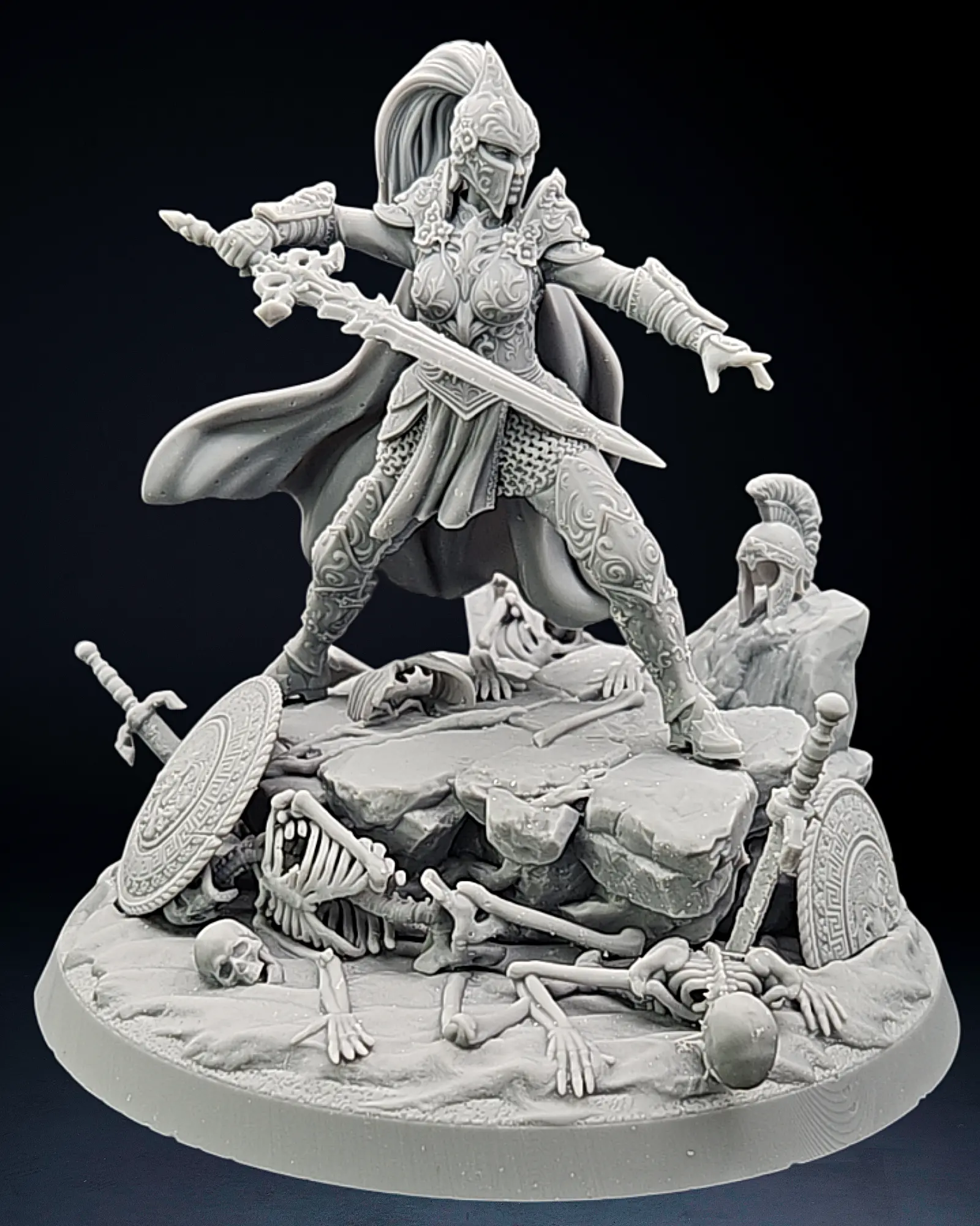 Fantasy Resin Miniature Bellatrix the Graveblade – Female Paladin Statue | Dark Fantasy Warrior Diorama | Display-Scale Resin Miniature