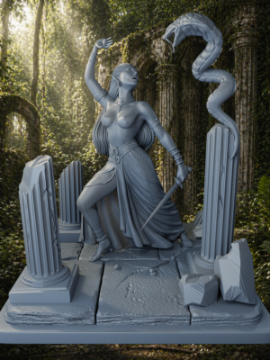 Nyssari – Elf Sorceress & Serpent | After Dark Fantasy Diorama (120mm)