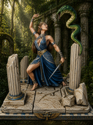 Nyssari – Elf Sorceress & Serpent | After Dark Fantasy Diorama (120mm)