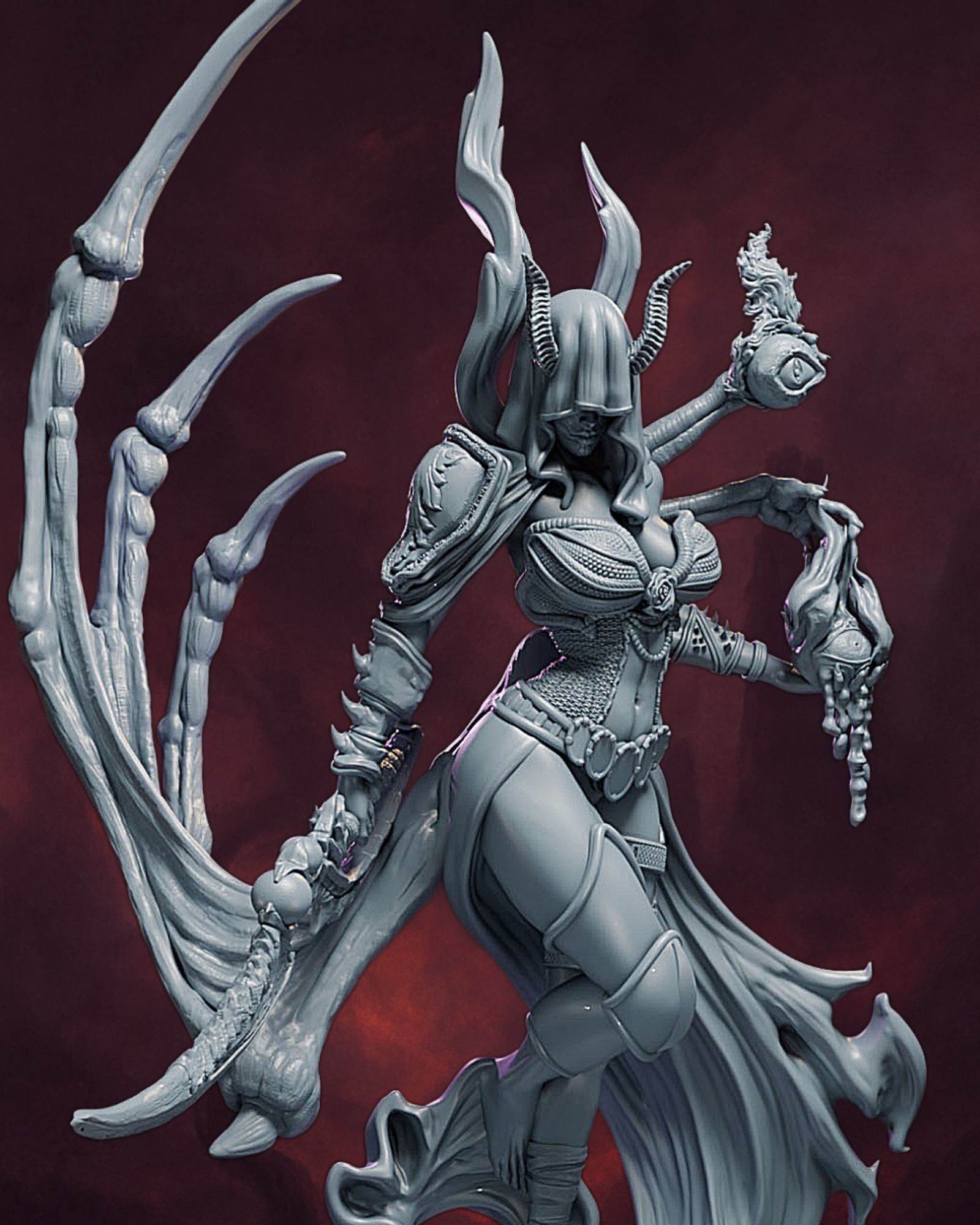 Fantasy Resin Miniature Bellatrix the Graveblade – Female Paladin Statue | Dark Fantasy Warrior Diorama | Display-Scale Resin Miniature