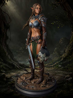 Faeriel the Bounty Hunter – Elysian Edition – Elven Ranger Collector Statue | Dark Fantasy Warrior Display Piece