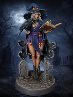Lilith Ravenwood – Elysian Edition – Dark Fantasy Witch Statue with Raven | Gothic Collector Display